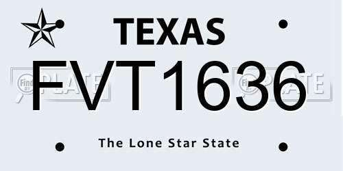 FVT1636 Texas License Plate