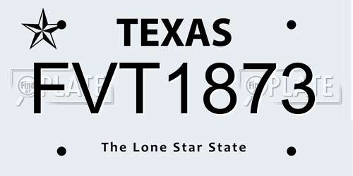 FVT1873 Texas License Plate