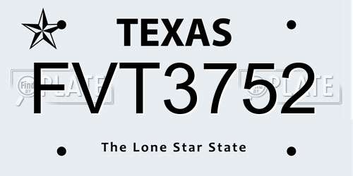 FVT3752 Texas License Plate