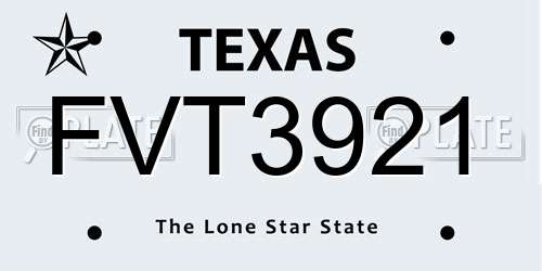 FVT3921 Texas License Plate