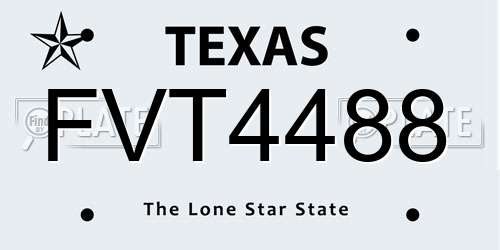 FVT4488 Texas License Plate