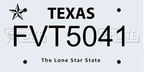 FVT5041 Texas License Plate