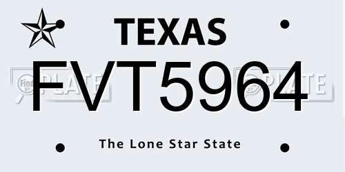 FVT5964 Texas License Plate