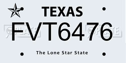 FVT6476 Texas License Plate