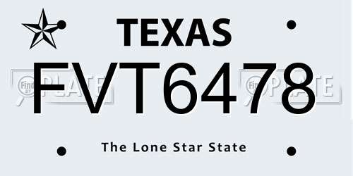 FVT6478 Texas License Plate