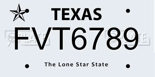 FVT6789 Texas License Plate
