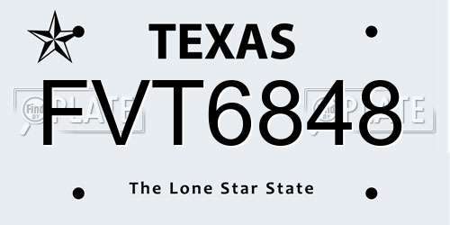 FVT6848 Texas License Plate