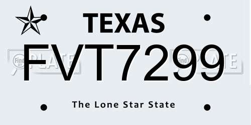 FVT7299 Texas License Plate