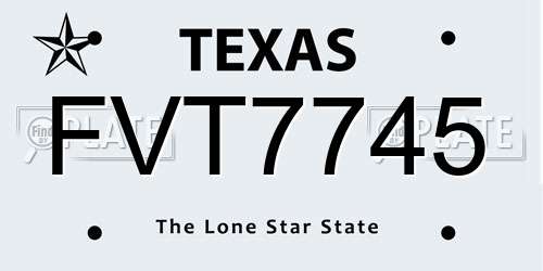 FVT7745 Texas License Plate