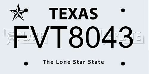 FVT8043 Texas License Plate