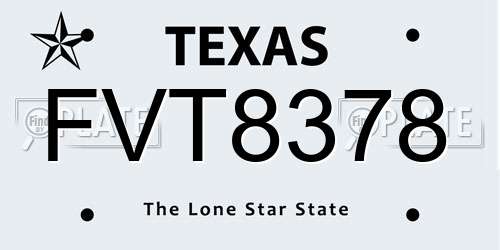 FVT8378 Texas License Plate