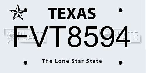 FVT8594 Texas License Plate