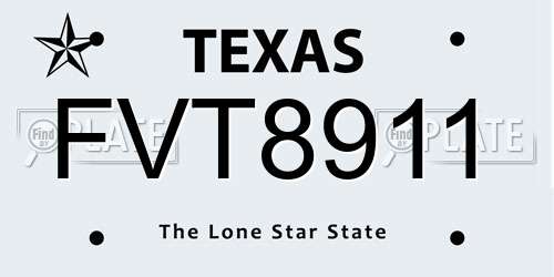 FVT8911 Texas License Plate