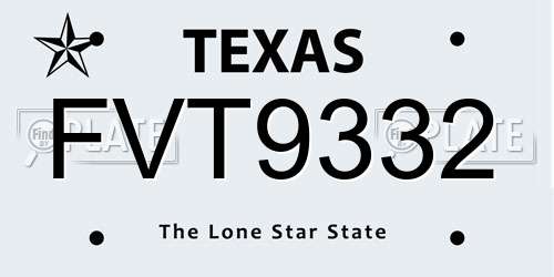 FVT9332 Texas License Plate