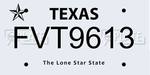 FVT9613 Texas License Plate