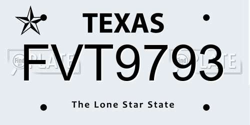 FVT9793 Texas License Plate