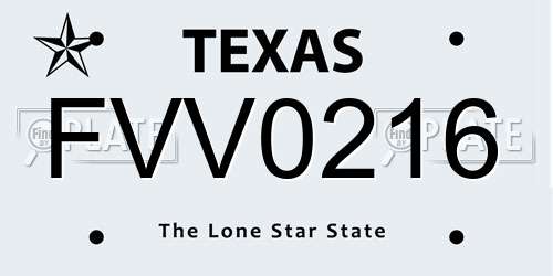 FVV0216 Texas License Plate