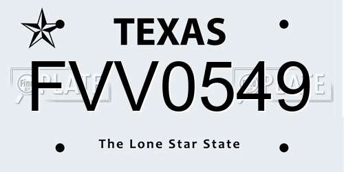 FVV0549 Texas License Plate