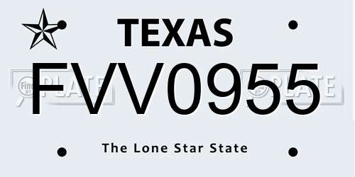 FVV0955 Texas License Plate