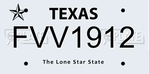 FVV1912 Texas License Plate