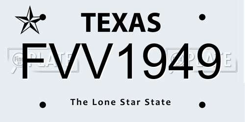 FVV1949 Texas License Plate