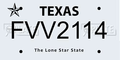 FVV2114 Texas License Plate