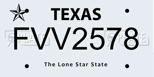 FVV2578 Texas License Plate