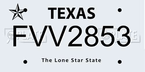 FVV2853 Texas License Plate