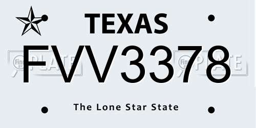 FVV3378 Texas License Plate