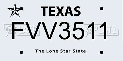FVV3511 Texas License Plate