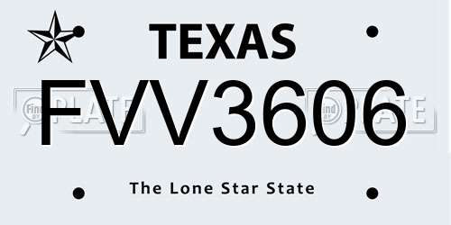 FVV3606 Texas License Plate