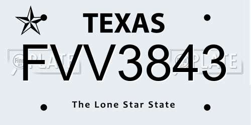 FVV3843 Texas License Plate