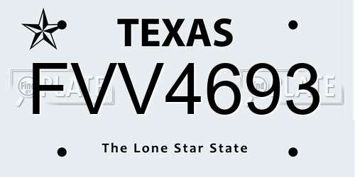 FVV4693 Texas License Plate