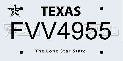 FVV4955 Texas License Plate