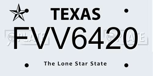 FVV6420 Texas License Plate
