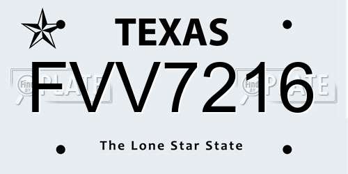 FVV7216 Texas License Plate