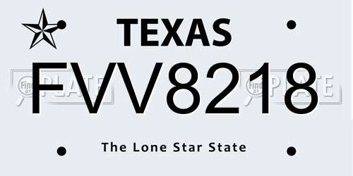 FVV8218 Texas License Plate