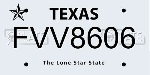 FVV8606 Texas License Plate