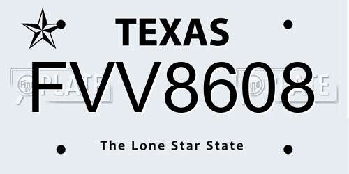FVV8608 Texas License Plate