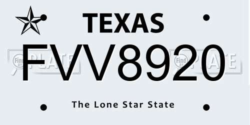 FVV8920 Texas License Plate