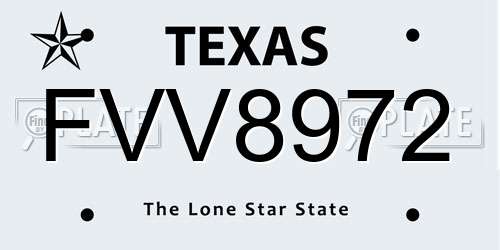 FVV8972 Texas License Plate