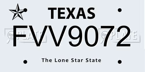 FVV9072 Texas License Plate