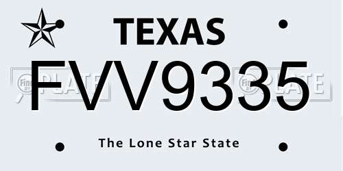 FVV9335 Texas License Plate