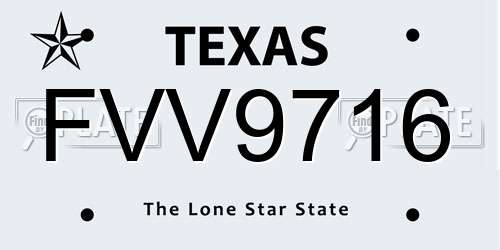 FVV9716 Texas License Plate