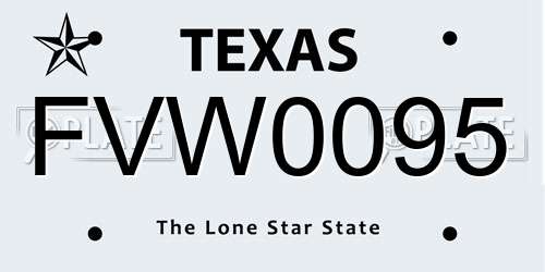 FVW0095 Texas License Plate