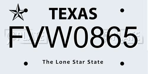 FVW0865 Texas License Plate