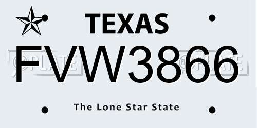 FVW3866 Texas License Plate