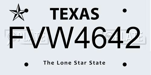FVW4642 Texas License Plate