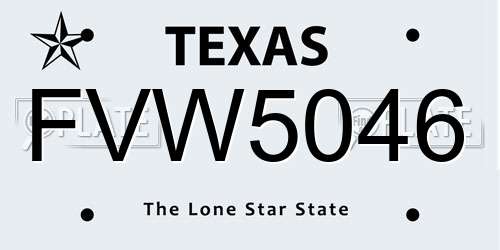FVW5046 Texas License Plate