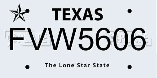 FVW5606 Texas License Plate